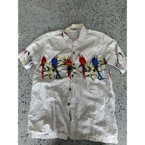 Pacific Legend Apparel Hawaiian Shirt‎ Parrot Tropical Made in Hawaii flaw